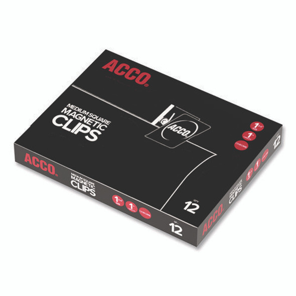 Magnetic Clip, 1" Jaw Capacity, Silver, 12/Pack