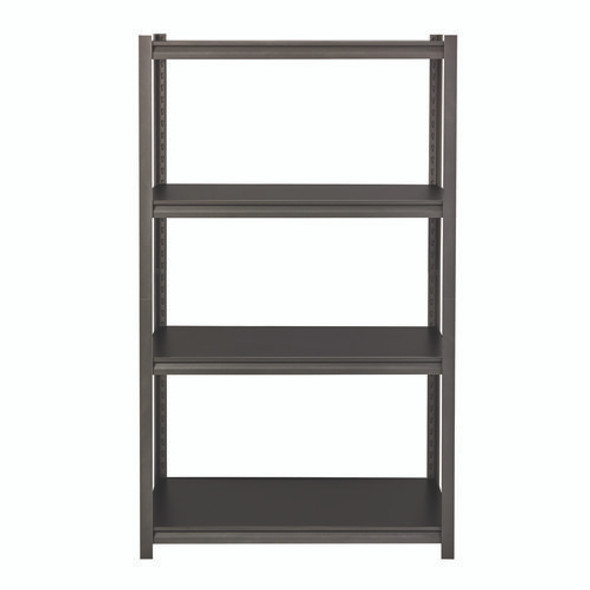 Steel Shelving Unit with Laminate Shelves, Four-Shelf, 36w x 18d x 60h, Steel, Black/Gun Metal Gray