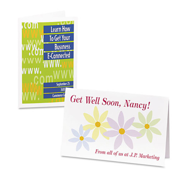 Half-Fold Greeting Cards with Matching Envelopes, Inkjet, 85 lb, 5.5 x 8.5, Matte White, 1 Card/Sheet, 20 Sheets/Box