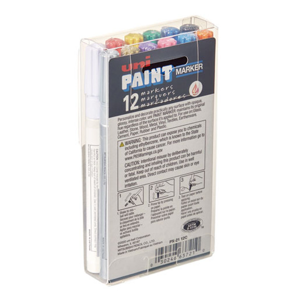 Permanent Marker, Fine Bullet Tip, Assorted Colors, 12/Set