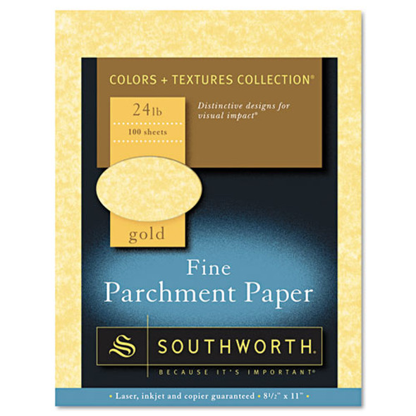 Parchment Specialty Paper, 24 lb Bond Weight, 8.5 x 11, Gold, 100/Pack
