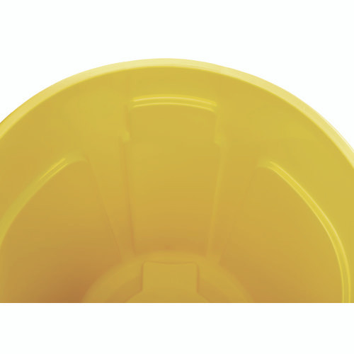 Vented Round Brute Container, 44 gal, Plastic, Yellow
