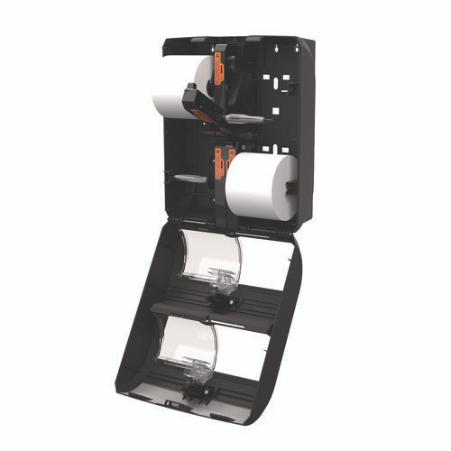 Compact Quad Vertical Four Roll Coreless Tissue Dispenser, 12.31 x 14.81 x 7.86, Black