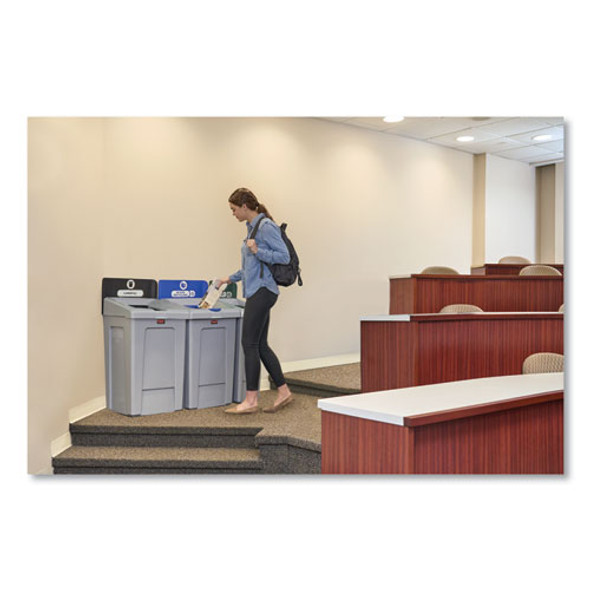 Slim Jim Recycling Station 1-Stream, Landfill Recycling Station, 33 gal, Resin, Gray