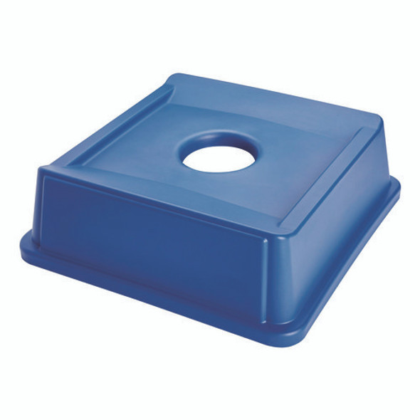Untouchable Bottle and Can Recycling Top, Round Opening,  20.13w x 20.13d x 6.25h, Blue