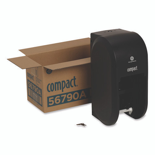 Compact Vertical 2-Roll Coreless Tissue Dispenser, 14.06 x 6.69 x 8.19, Black