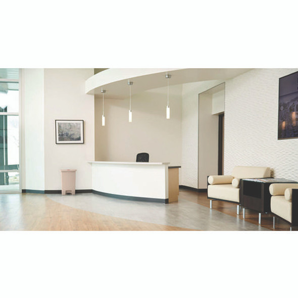 Streamline Resin Step-On Container, Front Step Style, 18 gal, Polyethylene, Beige