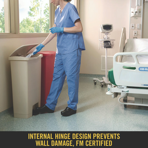 Streamline Resin Step-On Container, Front Step Style, 18 gal, Polyethylene, Beige