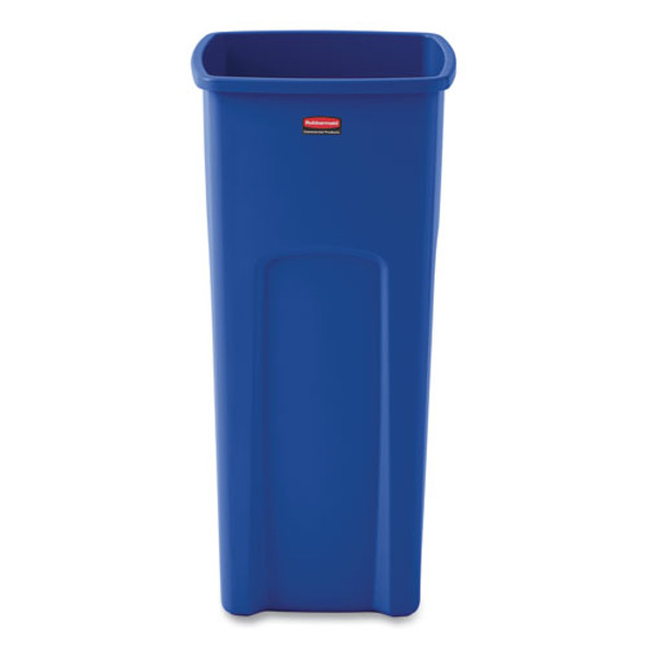Untouchable Square Waste Receptacle, 23 gal, Plastic, Blue