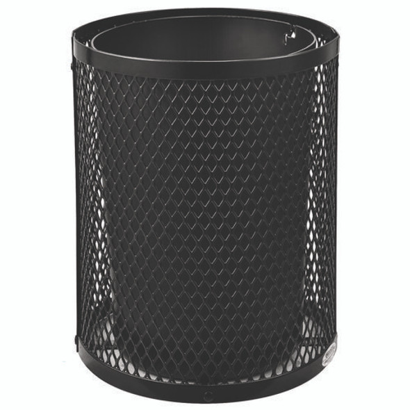 Outdoor Diamond Industrial Steel Trash Can, 36 gal, Black