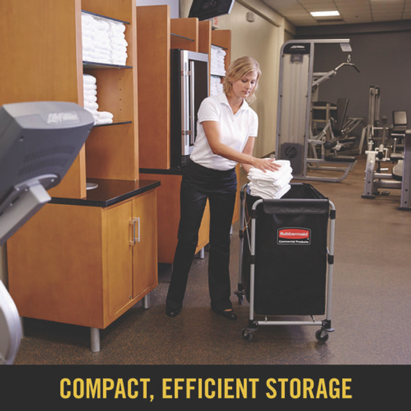 One-Compartment Collapsible X-Cart, Synthetic Fabric, 4.98 cu ft Bin, 20.33" x 24.1" x 34", Black/Silver