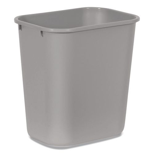 Deskside Plastic Wastebasket, 7 gal, Plastic, Gray