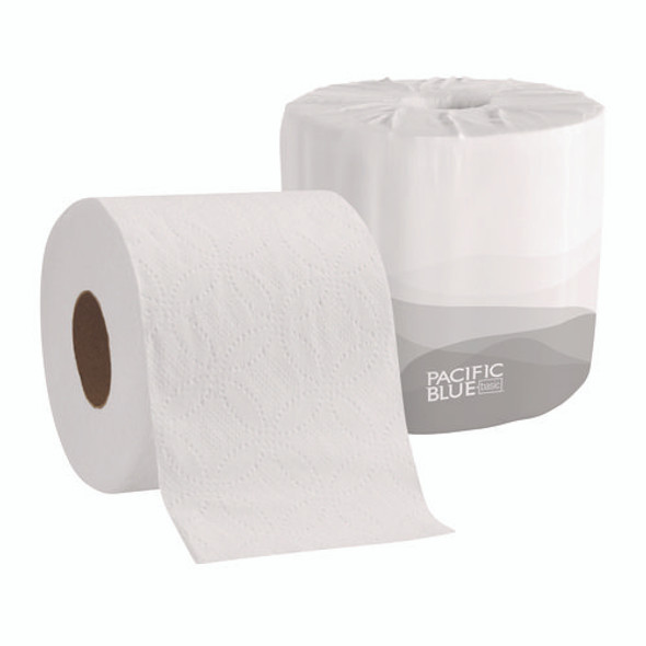 Pacific Blue Basic Bathroom Tissue, Septic Safe, 2-Ply, White, 550 Sheets/Roll, 80 Rolls/Carton