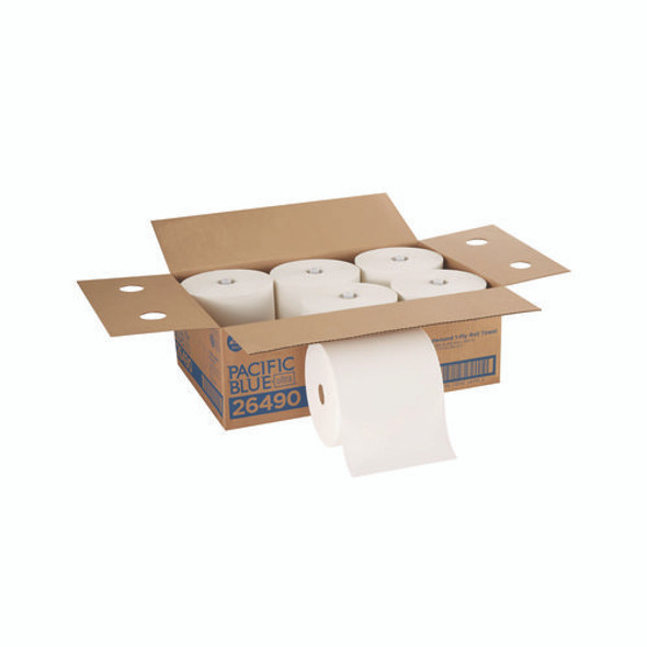 Pacific Blue Ultra Paper Towels, 1-Ply, 7.87" x 1,150 ft, White, 6 Rolls/Carton