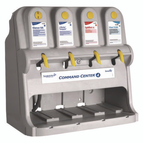 Command Center Dispensing System, 4 Button Air Gap Eductors, 27.5 x 17 x 27.5, Gray
