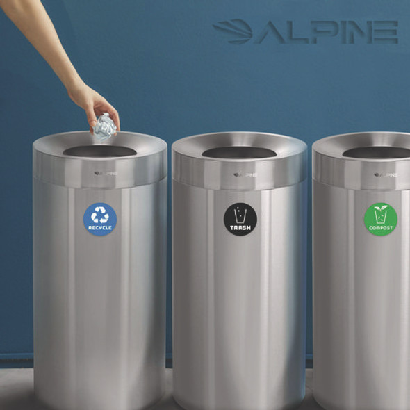 27 Gallon Stainless Steel Compost Bin, Recycling Can and Trash Receptacle, Brushed Stainless Steel