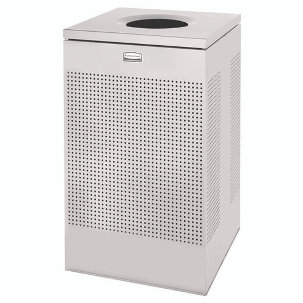 Designer Line Silhouettes Waste Receptacle, 20 gal, Steel, Silver Metallic