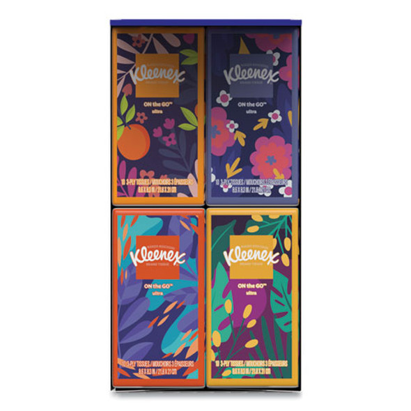 On The Go Packs Facial Tissues, 3-Ply, White, 10/Pouch, 16 Pouches/Pack, 6 Packs/Carton