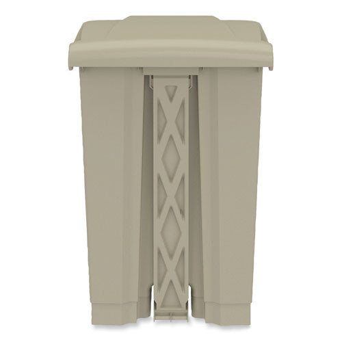 Plastic Step-On Receptacle, 12 gal, Plastic, Tan