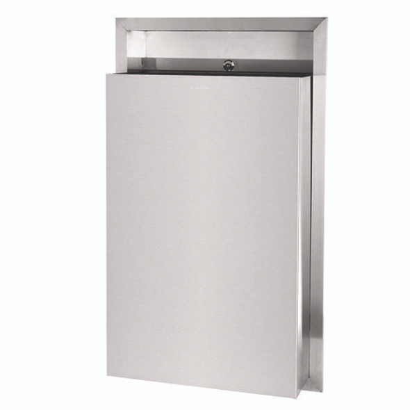 Stainless Steel Recessed 12 Gal Leak-Proof Waste Receptacle, Brushed Stainless Steel