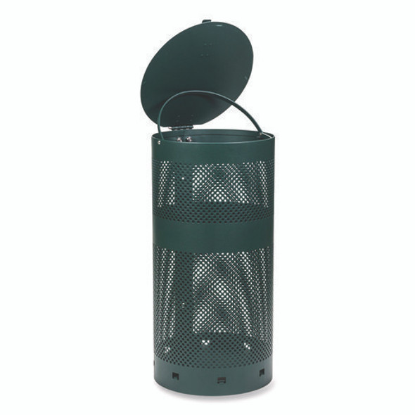 Dog Waste Station, 12 gal, Open Top, Green/White