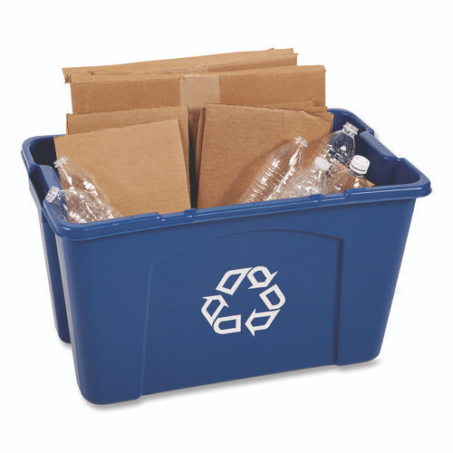 Stacking Recycle Bin, 18 gal, Polyethylene, Blue