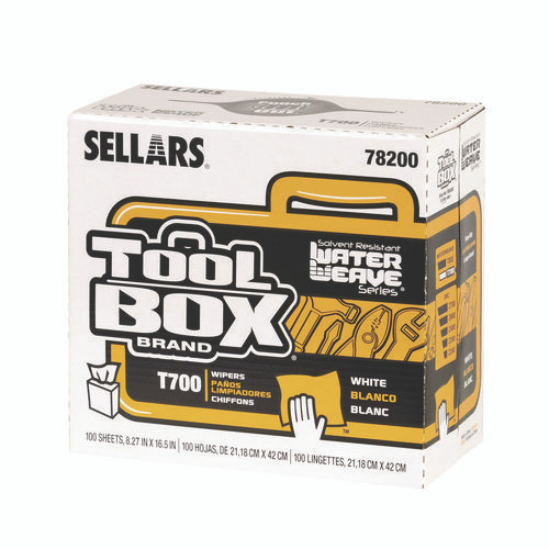 TOOLBOX WaterWeave T700 Wipers, 1-Ply, 8.27 x 16.5, White, 100 Sheets/Box, 8 Boxes/Carton