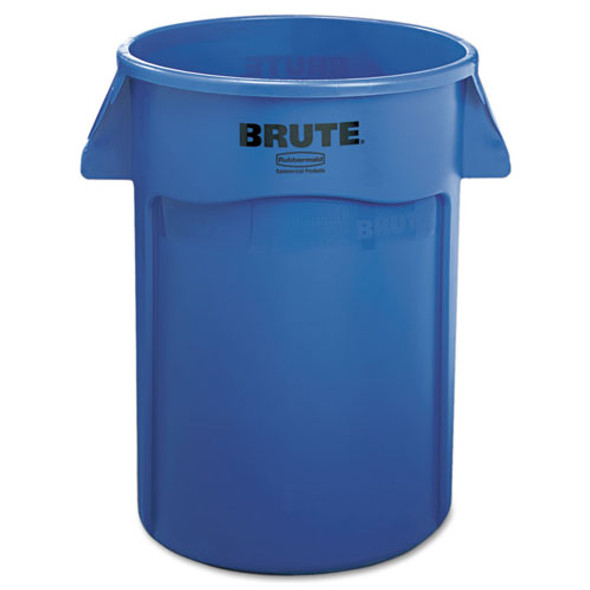 Vented Round Brute Container, 44 gal, Plastic, Blue