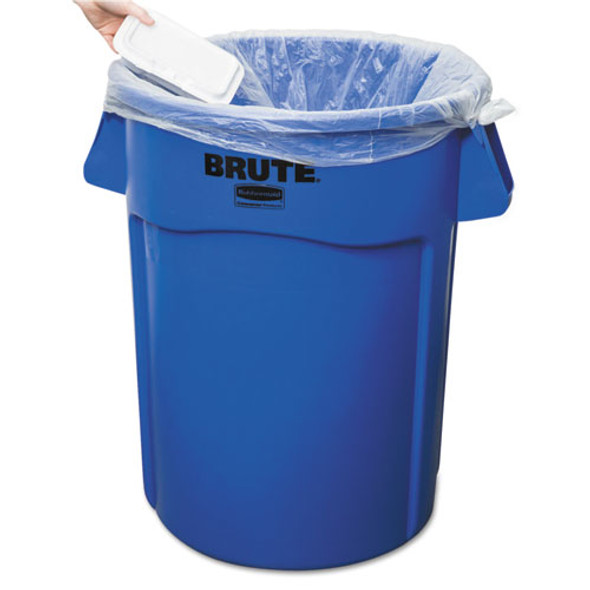Vented Round Brute Container, 44 gal, Plastic, Blue