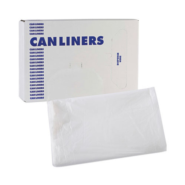 High Density Industrial Can Liners Flat Pack, 33 gal, 16 mic, 33" x 40", Natural, Flat Pack, 200/Carton