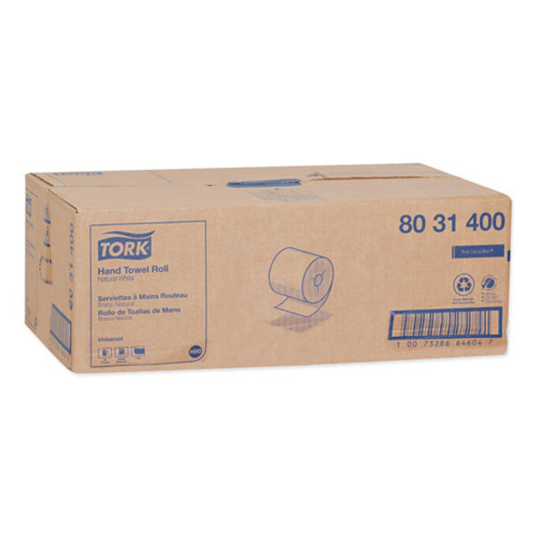 Universal Hand Towel Roll, Notched, 1-Ply, 8" x 800 ft, Natural White, 6 Rolls/Carton