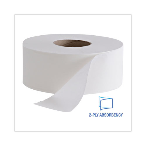 Jumbo Roll Bathroom Tissue, Septic Safe, 2-Ply, White, 3.4" x 1,000 ft, 12 Rolls/Carton
