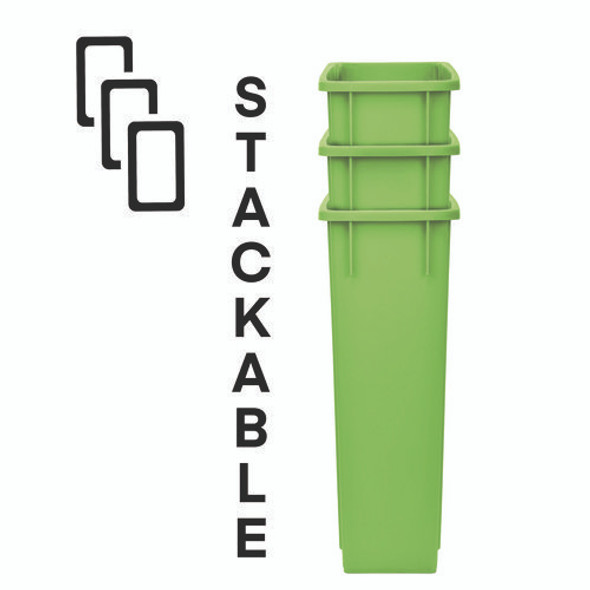 Slim 23 Gallon Recycling Bin, Plastic, Lime Green