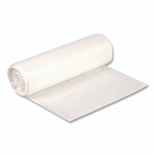 High-Density Waste Can Liners, 33 gal, 11 mic, 33 x 40, Natural, Roll, 25 Bags/Roll, 20 Rolls/Carton