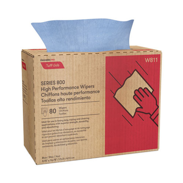 Tuff-Job Spunlace Towels, Pop Up Box, 9.75 x 16.75, Blue, 80/Box, 5 Boxes/Carton