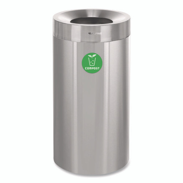 27 Gallon Stainless Steel Compost Can, Brushed Stainless Steel
