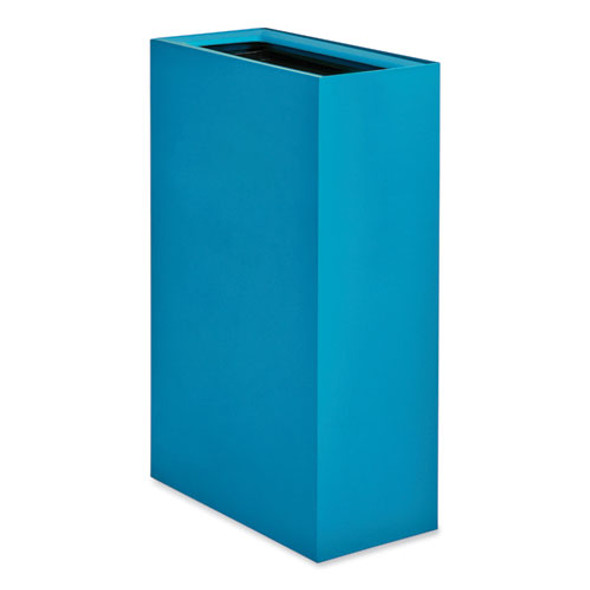 Mixx Recycling Center Rectangular Receptacle, 29 gal, Steel, Blue
