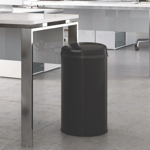 Sensor Trash Can, 8 gal, Plastic/Stainless Steel, Black