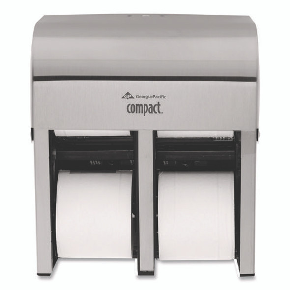 Compact Quad Vertical 4-Roll Coreless Dispenser, 11.75 x 6.9 x 13.25, Stainless Steel