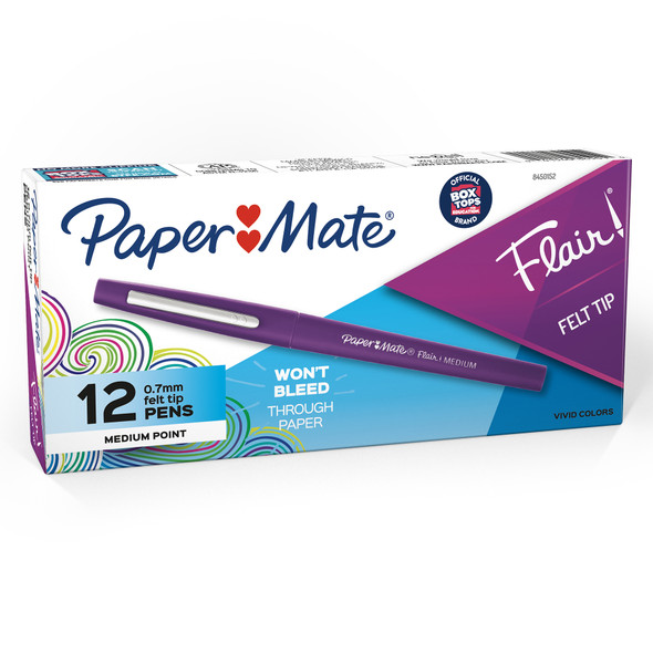 Flair Pens, Medium, Purple, Box of 12 Flair Pens, Medium, Purple, Box of 12