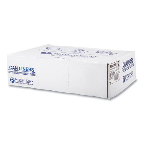 High-Density Commercial Can Liners, 30 gal, 10 mic, 30" x 37", Clear, Interleaved Roll, 25 Bags/Roll, 20 Rolls/Carton