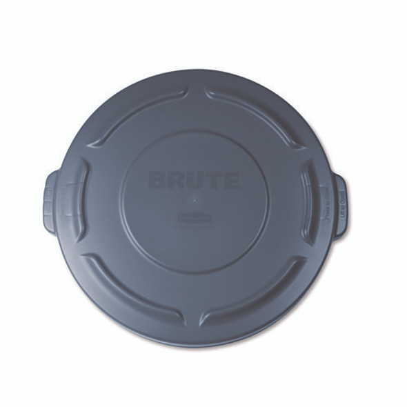 BRUTE Self-Draining Flat Top Lids for 20 gal Round BRUTE Containers, 19.88" Diameter, Gray