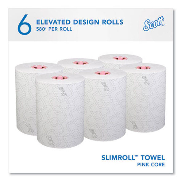 Slimroll Towels, 1-Ply, 8" x 580 ft, White/Pink Core, Traditional Business, 6 Rolls/Carton Slimroll Towels, 1-Ply, 8" x 580 ft, White/Pink Core, Traditional Business, 6 Rolls/Carton