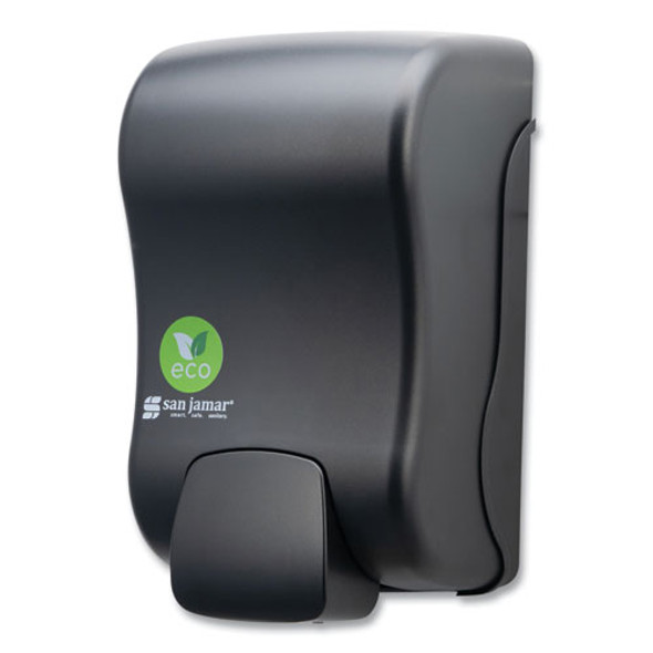 ecoLogic Rely Manual Foam Soap and Sanitizer Dispenser, 900 mL, 5,5 x 4,5 x 9.25, Black