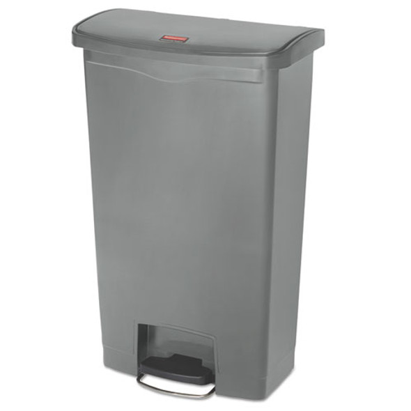 Slim Jim Streamline Resin Step-On Container, Front Step Style, 18 gal, Polyethylene, Gray