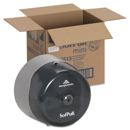 SofPull Mini Centerpull Single-Roll Bath Tissue Dispenser, 8.75 x 7 x 9, Smoke
