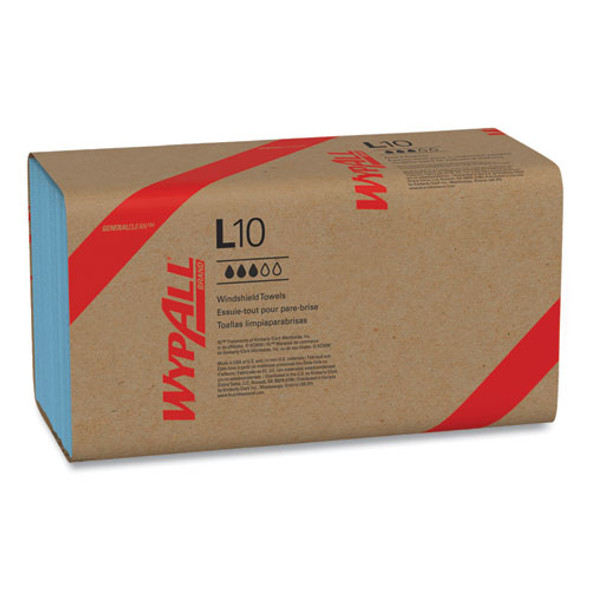 L10 Windshield Towels, 1-Ply, 9.1 x 10.25, Light Blue, 224/Pack, 10 Packs/Carton