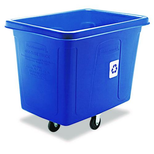 Recycling Cube Truck, 120 gal, 500 lb Capacity, Polyethylene, Blue
