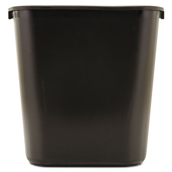 Deskside Plastic Wastebasket, 7 gal, Plastic, Black