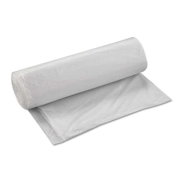 High-Density Commercial Can Liners, 45 gal, 17 mic, 40" x 48", Clear, Interleaved Roll, 25 Bags/Roll, 10 Rolls/Carton
